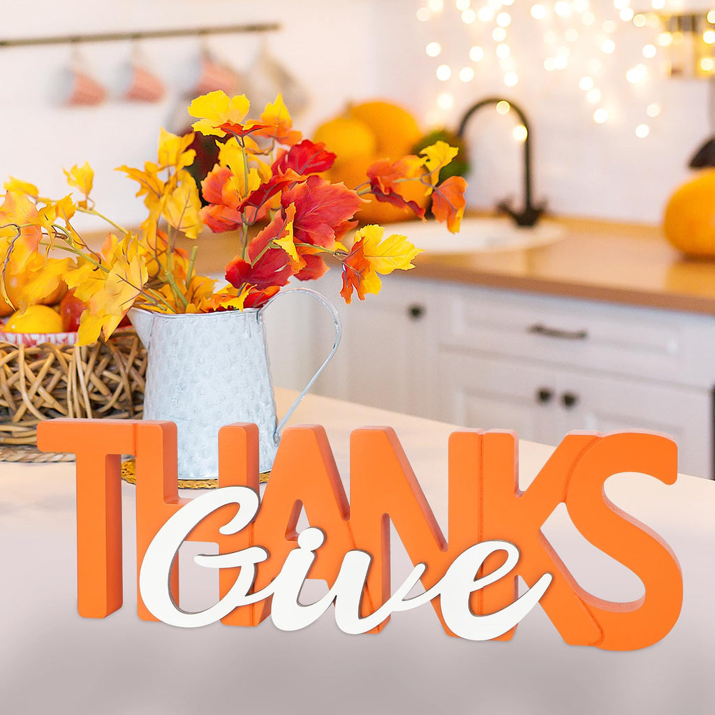Wooden Thanksgiving Give Thanks Sign, Fall Decorations, Shelf, Mantel, Indoor, Wood Thanksgiving Decor, Autumn Table
