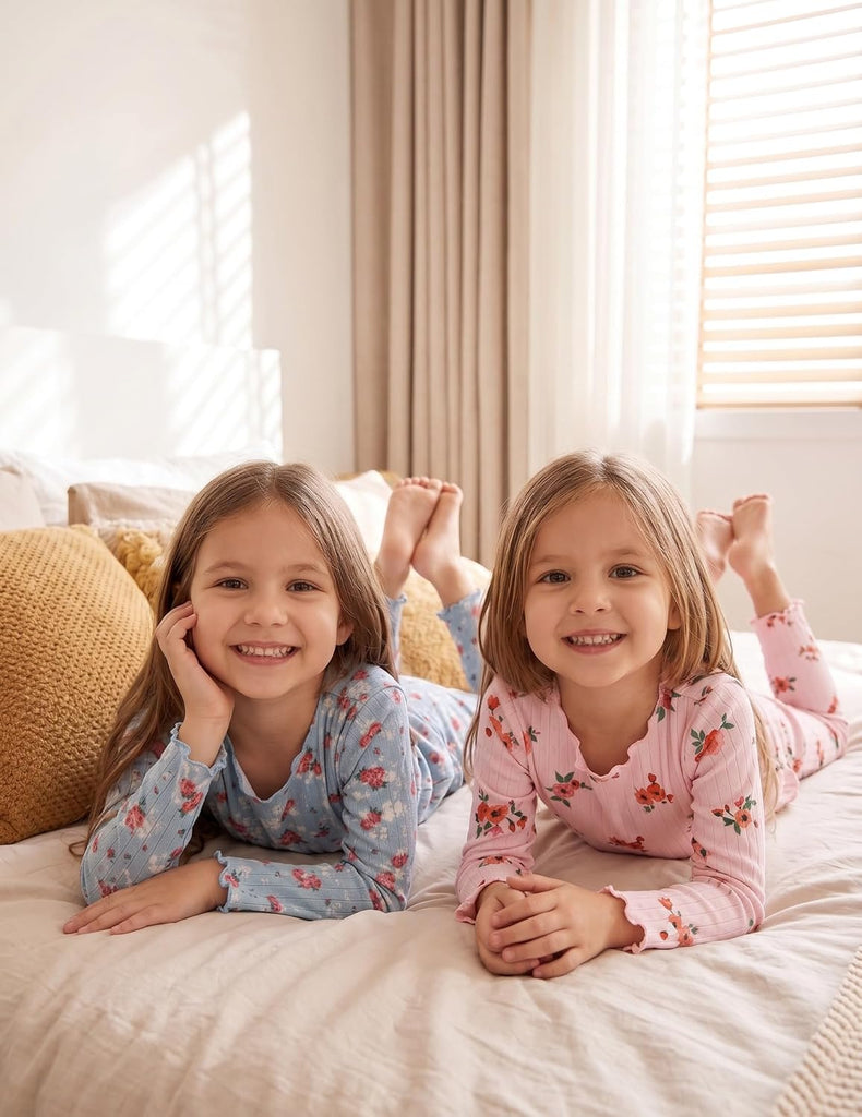 Pajamas for Girls Long Sleeve Sleepwear Kids Snug Fit Lettuce Pjs
