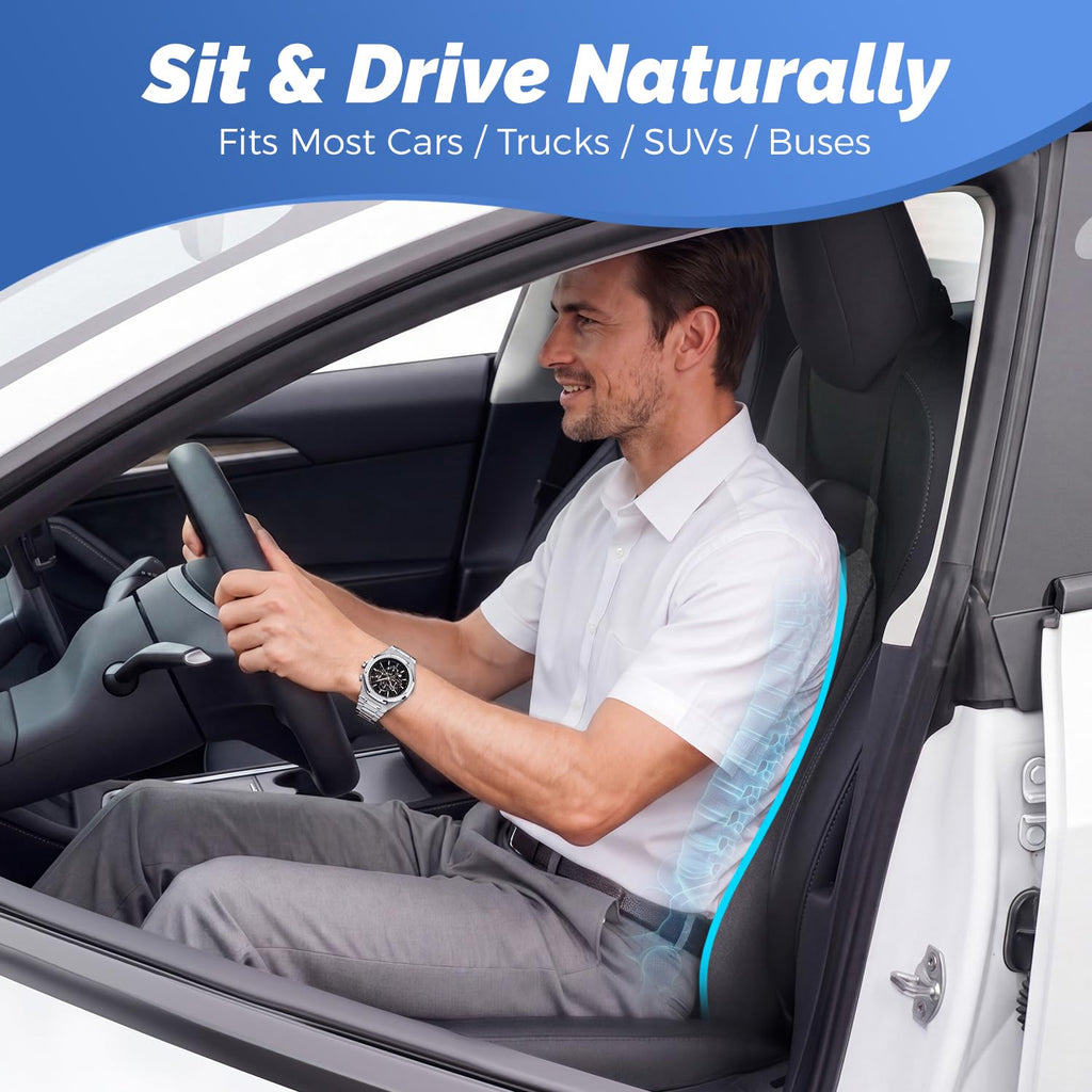 Lumbar Support Pillow for Car - Memory Foam Whole Back Relief