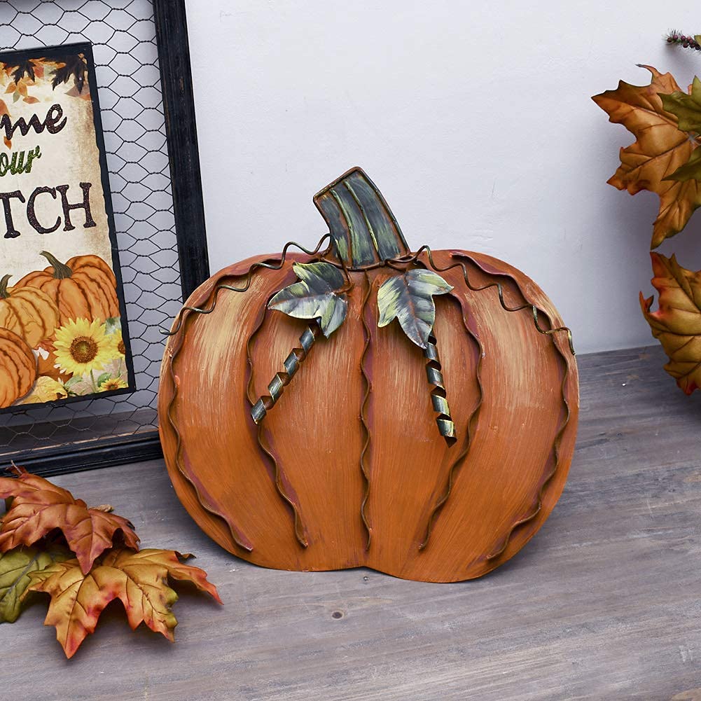 Metal Pumpkin Decor Outdoor Fall Decor Sign for Porch Autumn Standing