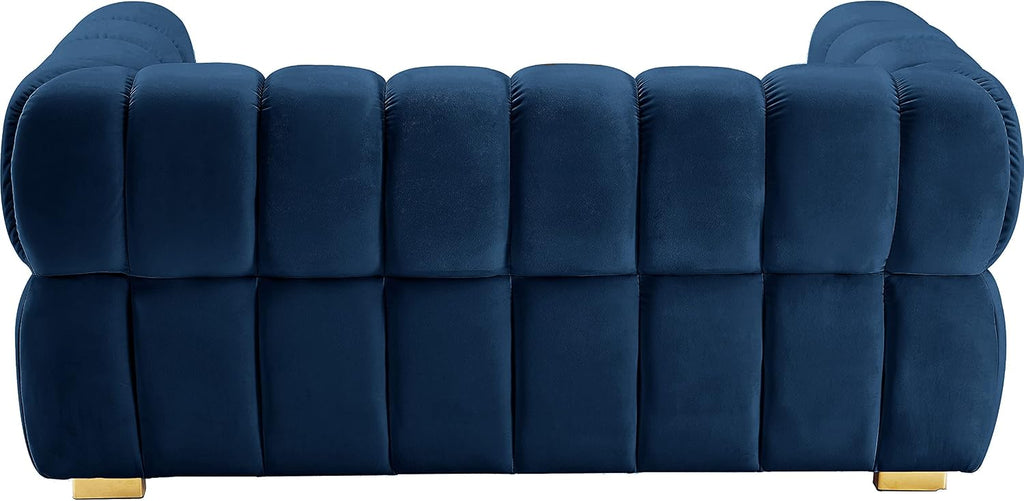 670Navy-L Gwen Collection Modern | Contemporary Velvet Upholstered Loveseat with Deep Biscuit Tufting