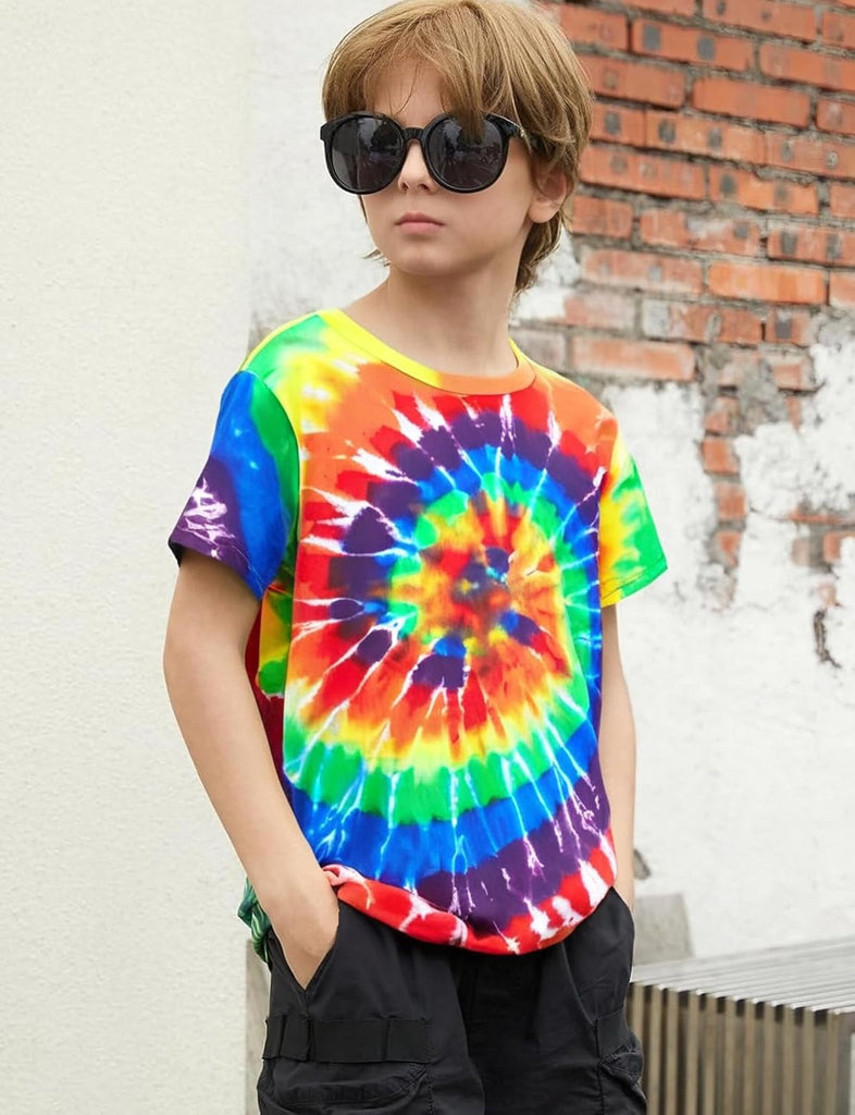 Boys Tie Dye Shirt Girl Tie Dye Shirts Short Sleeve Hippie Tshirt