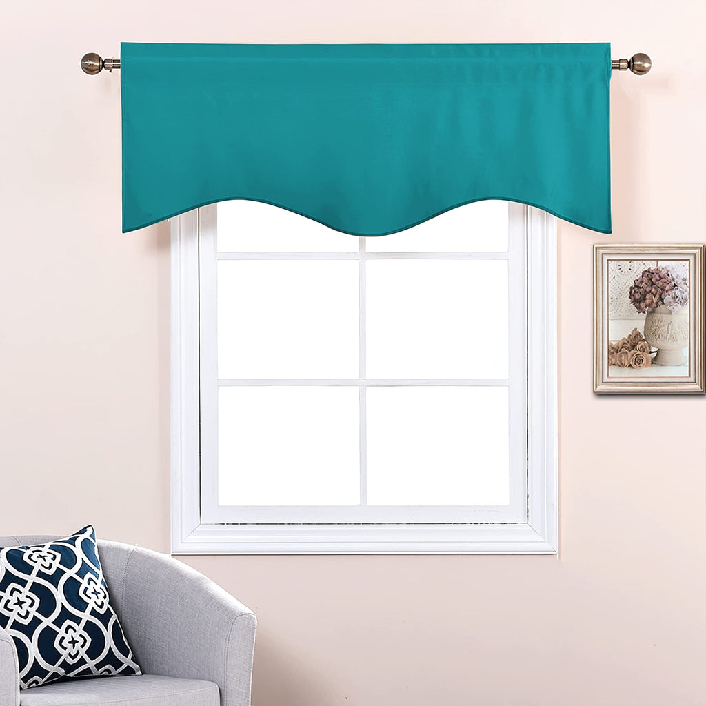 2 Panels Peacock Teal Kitchen Blackout Valances for Window