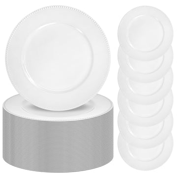 13" White Charger Plates 50 Pack Charger Plates Bulk