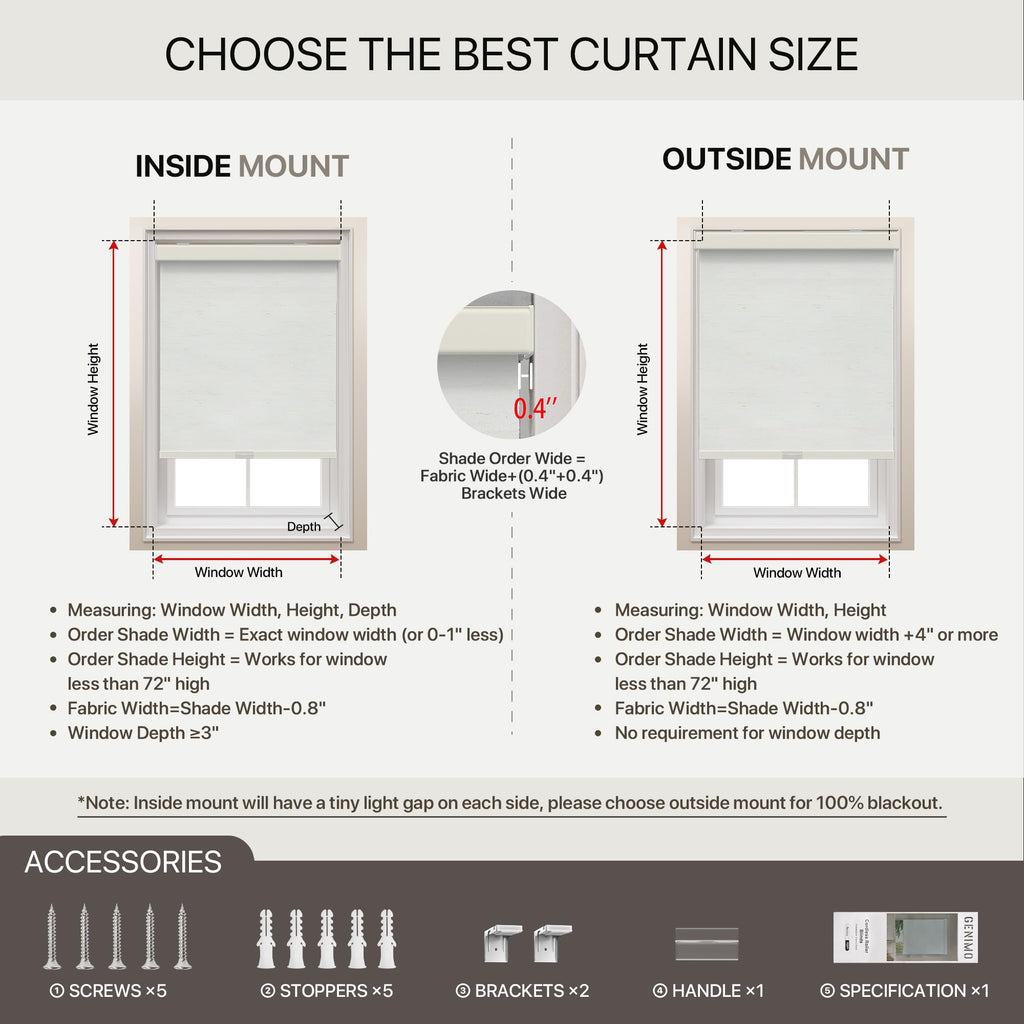 Cordless Blackout Roller Shades, Linen Beige