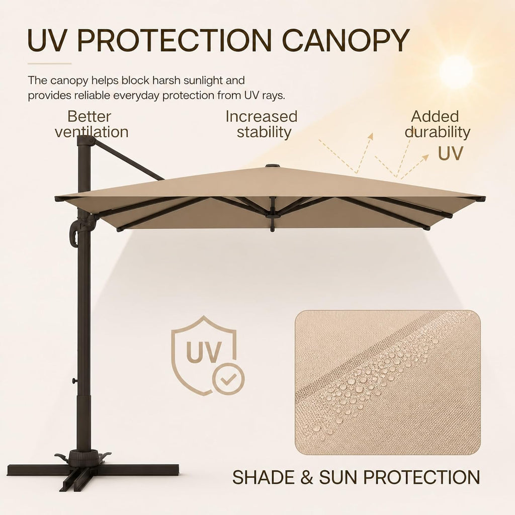 10' X 10' Cantilever Patio Umbrella with Double Top Vent