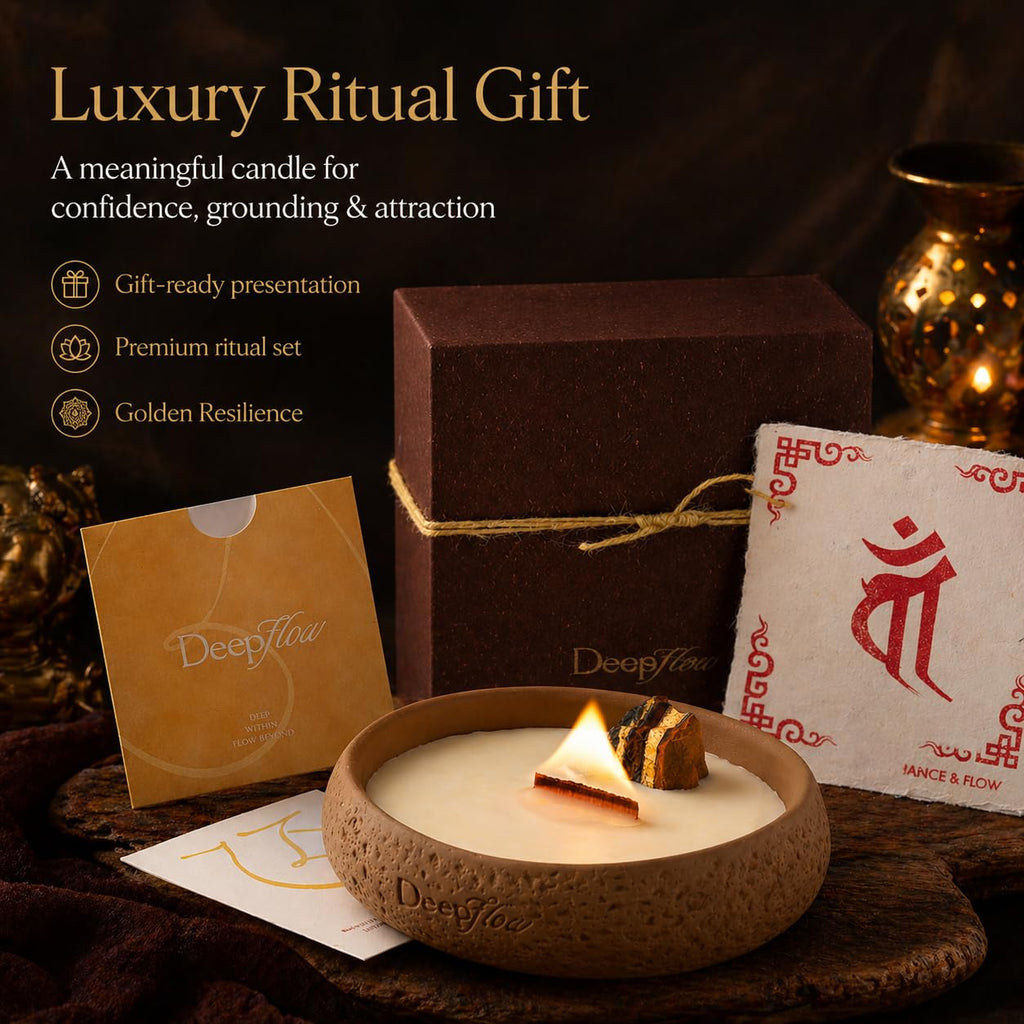 Tiger's Eye Luxury Protection Candle - Jangchub Gold Ritual, Confidence & Grounding Scented Candle for Manifestation