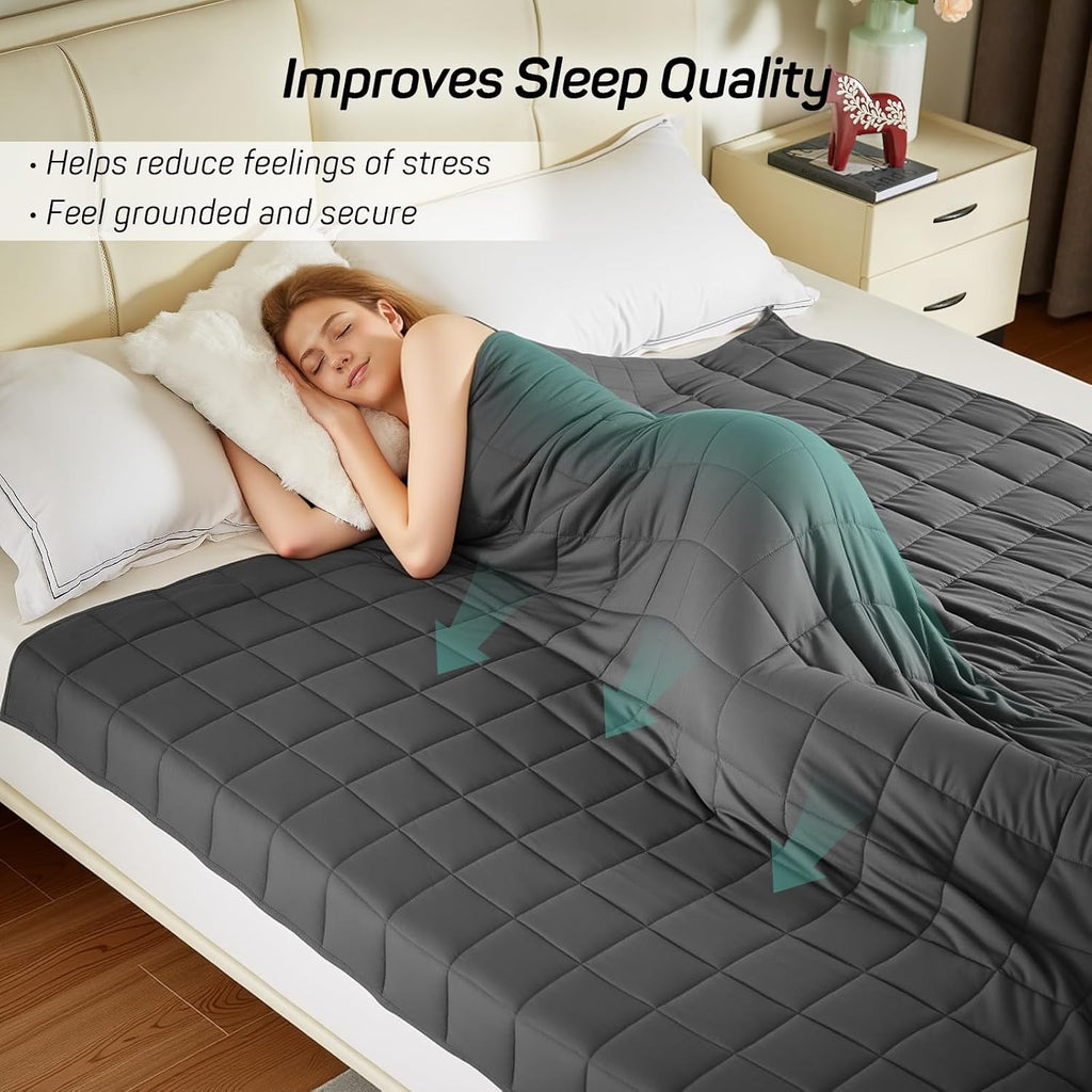 Weighted Blanket for Adults 15lbs, 48"x72", Twin Size Soft Cooling Weighted Blanket for 125-180lbs, Breathable Heavy