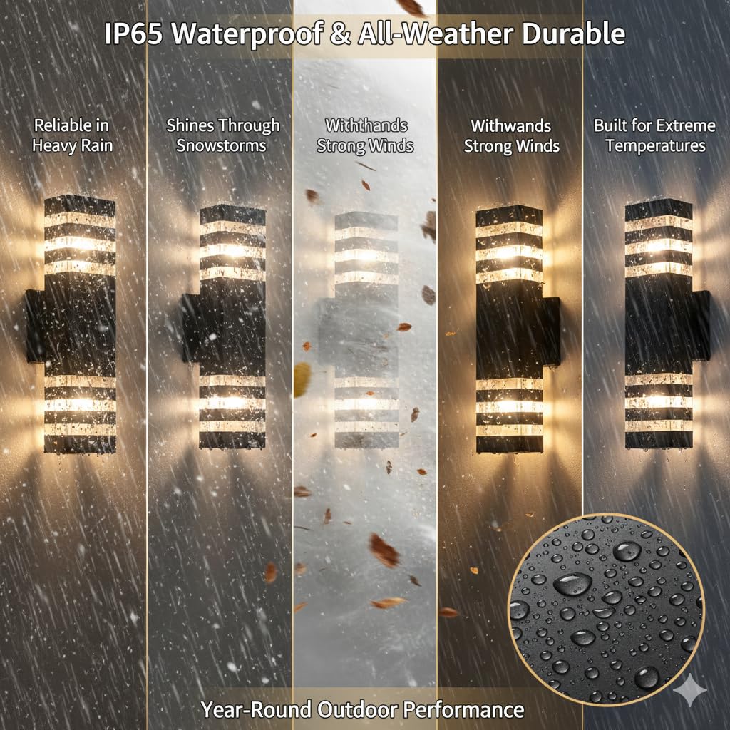 6Pack 15inch LED Square Up & Down wall Lights, 14W Outdoor Wall Light 4000K Day White Aluminum Body Waterproof IP65