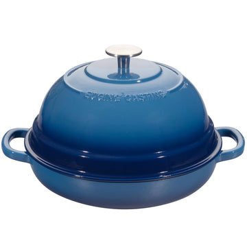 Enameled Cast Iron Dutch Oven Pot with Lid, Round Bread Oven made Sourdough Bread Baking, 6 Quart, Lake Blue