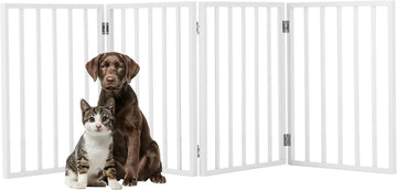Indoor Pet Gate - 4-Panel Folding Dog Gate for Stairs or Doorways - 73x24-Inch Freestanding Pet Fence for Cats