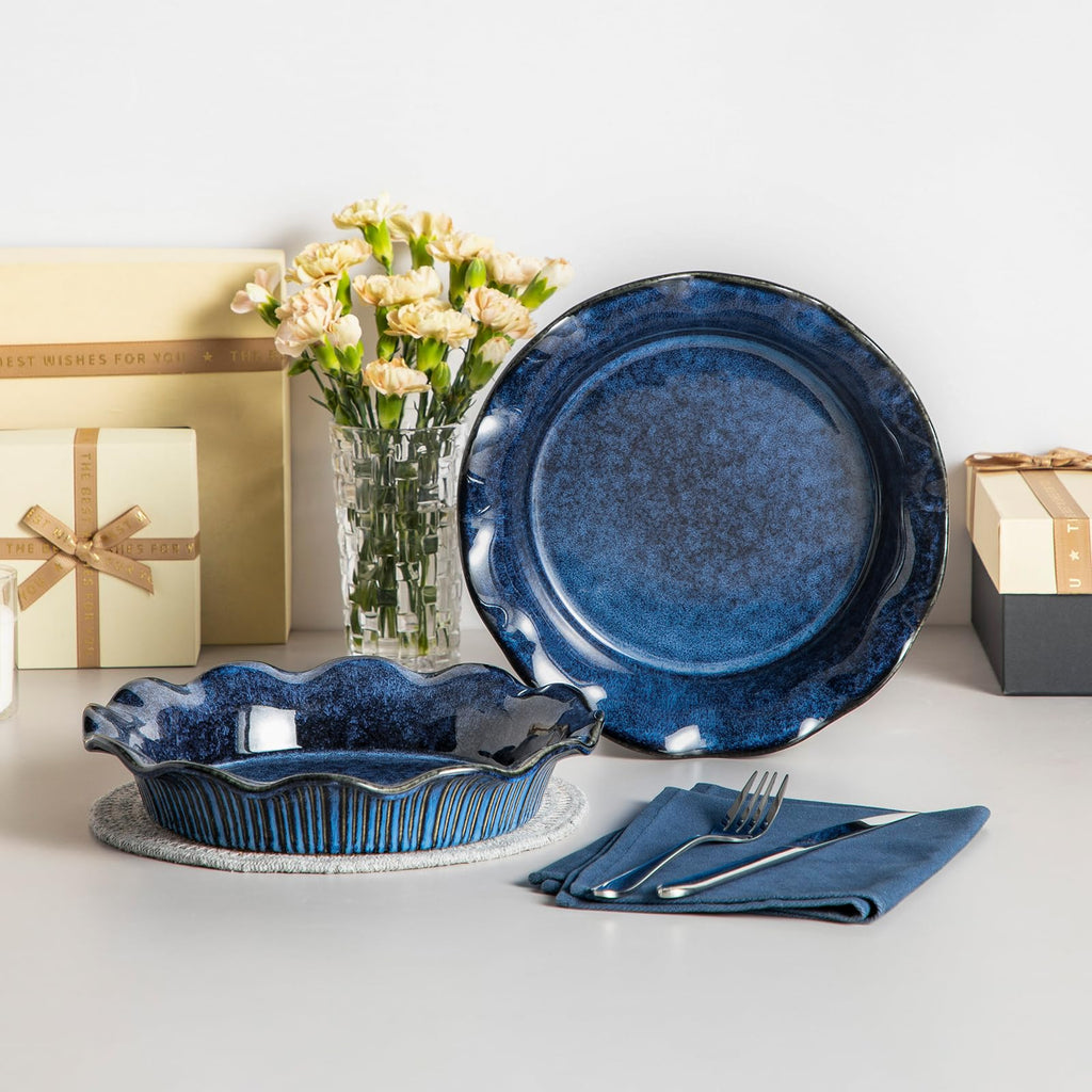 9 Inch Pie Pans for Baking Set of 2, Ceramic Deep Pie Dish