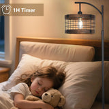Arc Floor Lamp with Remote & Dimmable LED Bulb, Vintage Wood Floor Lamps