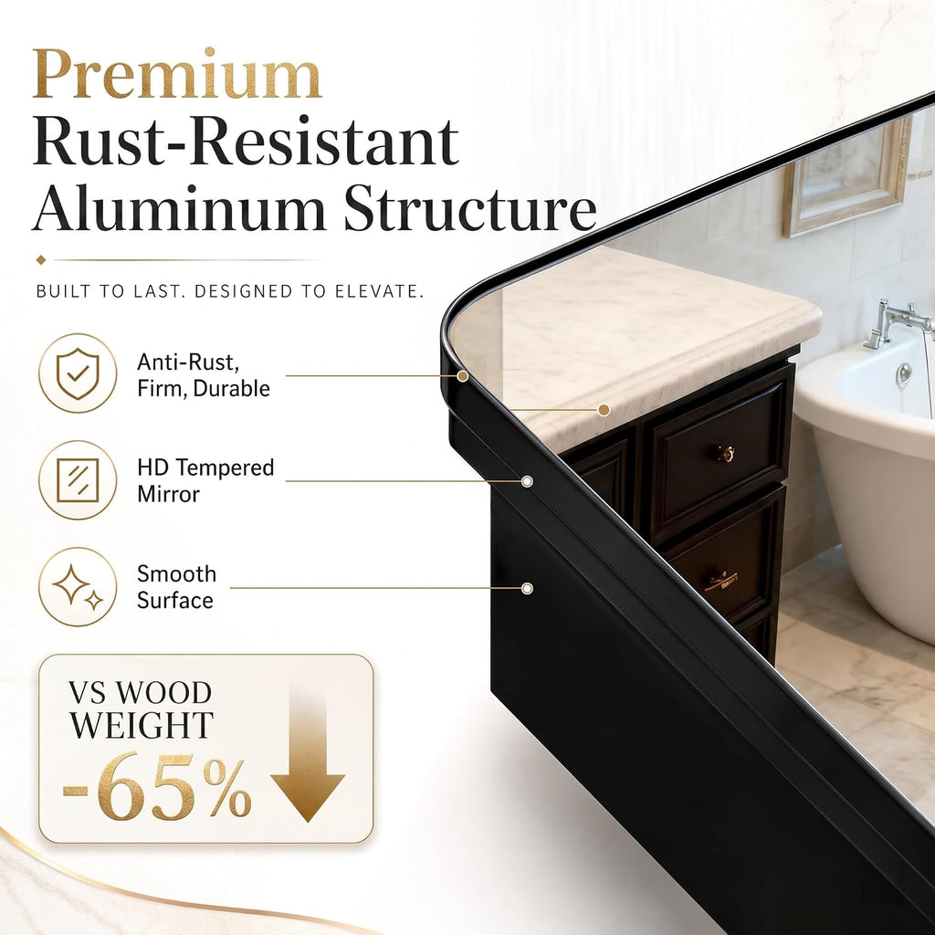 16x24 Black Medicine Cabinet with Mirror, Recessed & Surface Mount | Bathroom mirror with storage: 6 adjustable