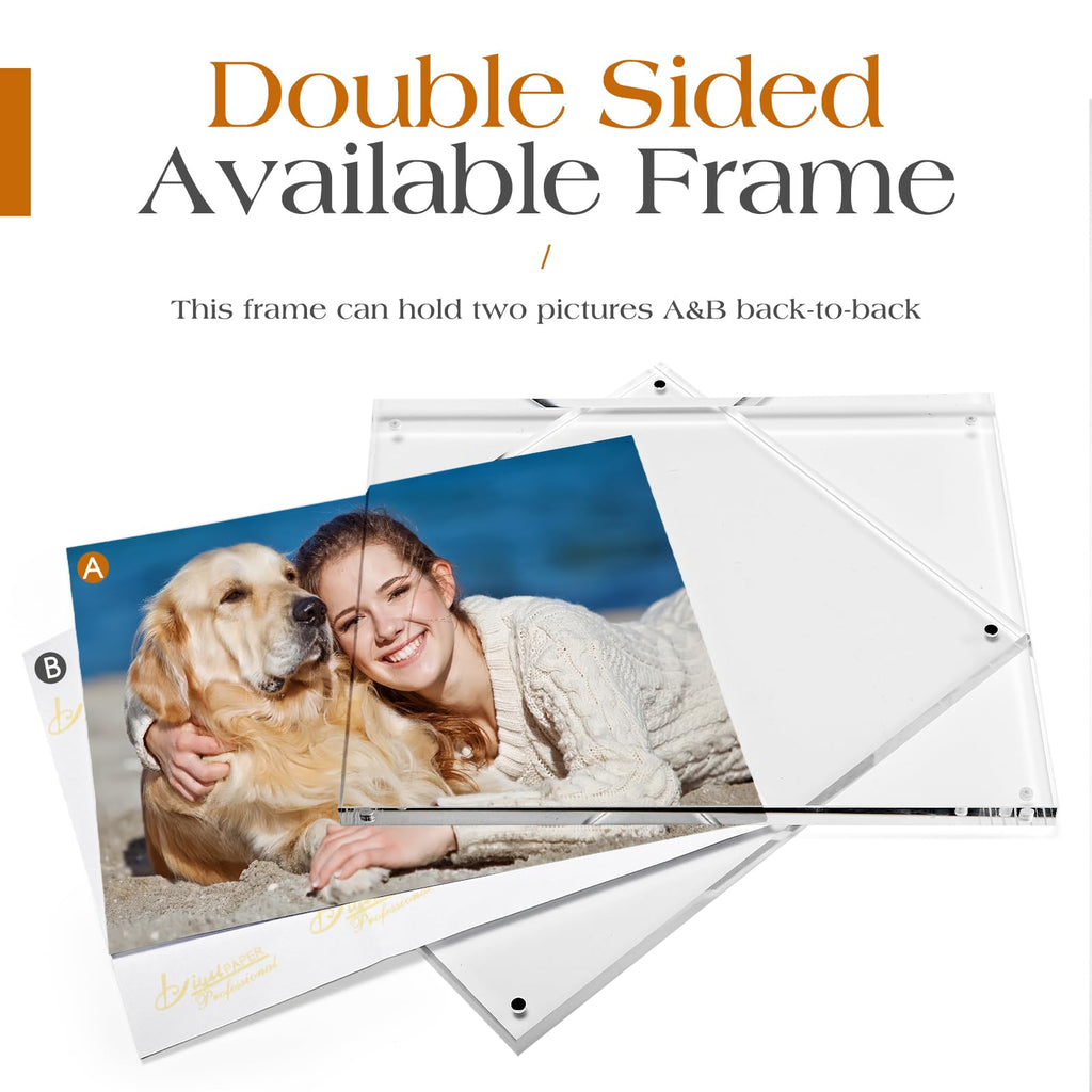 8x10 Acrylic Frame 2 Pack, 20MM Thicker Frameless Clear Picture Frames