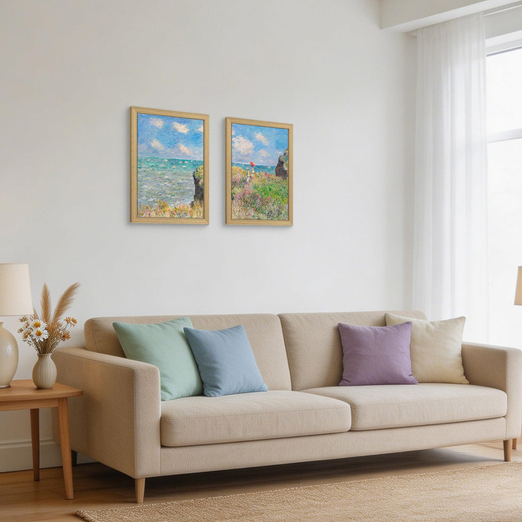 Coastal Landscape Canvas Wall Art 2Pcs Framed Home Decor 12X16 Inch