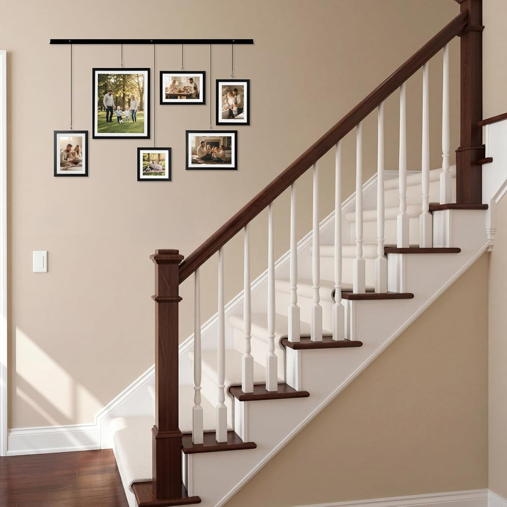 Exhibit Picture Frame Gallery Set, Wall Hanging Collage Frame for Various Sizes 4x4, 4x6, 5x7, 8x10 Inch Photos, Black