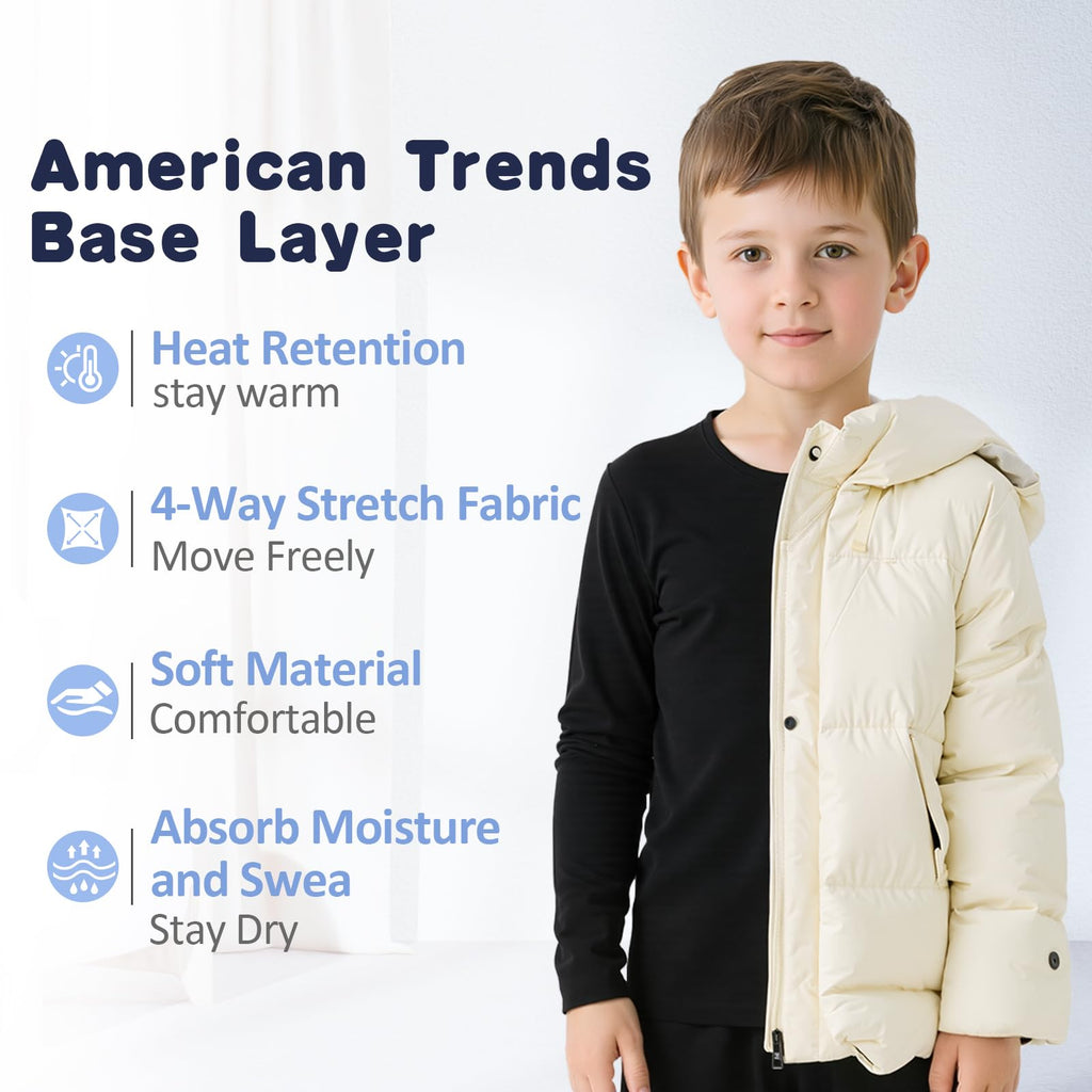 Kids Thermal Underwear Set, Toddlers Soft Fleece Base Layer White 90