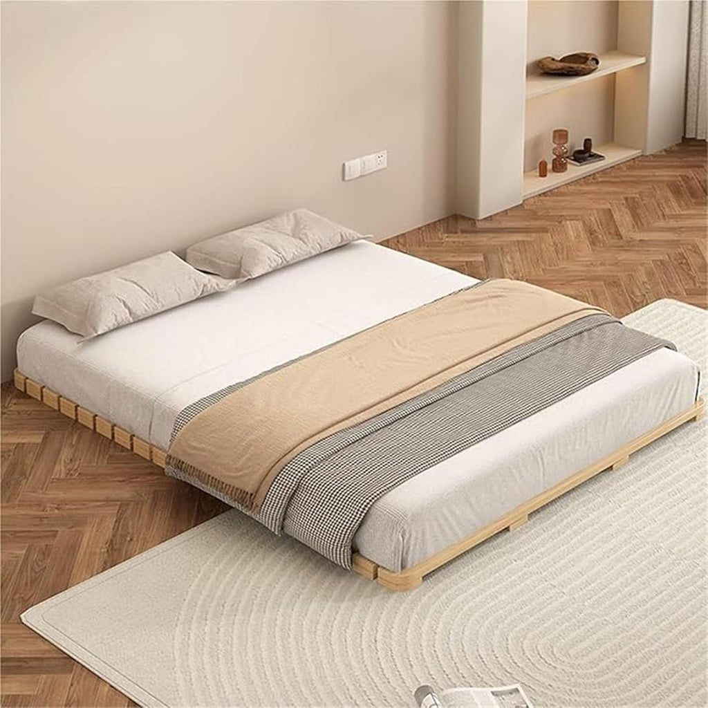 Floor Bed Frame Japanese Bed Frame Solid Wood Foldable Slatted Bed Base Guest Tatami Bed Frames Wooden Floor Platform
