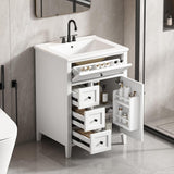 24-Inch Bathroom Vanity Sink Set – Cabinet with Tip-Out Drawer, Adjustable Shelf, Soft-Close Door & Solid Wood Legs, Black