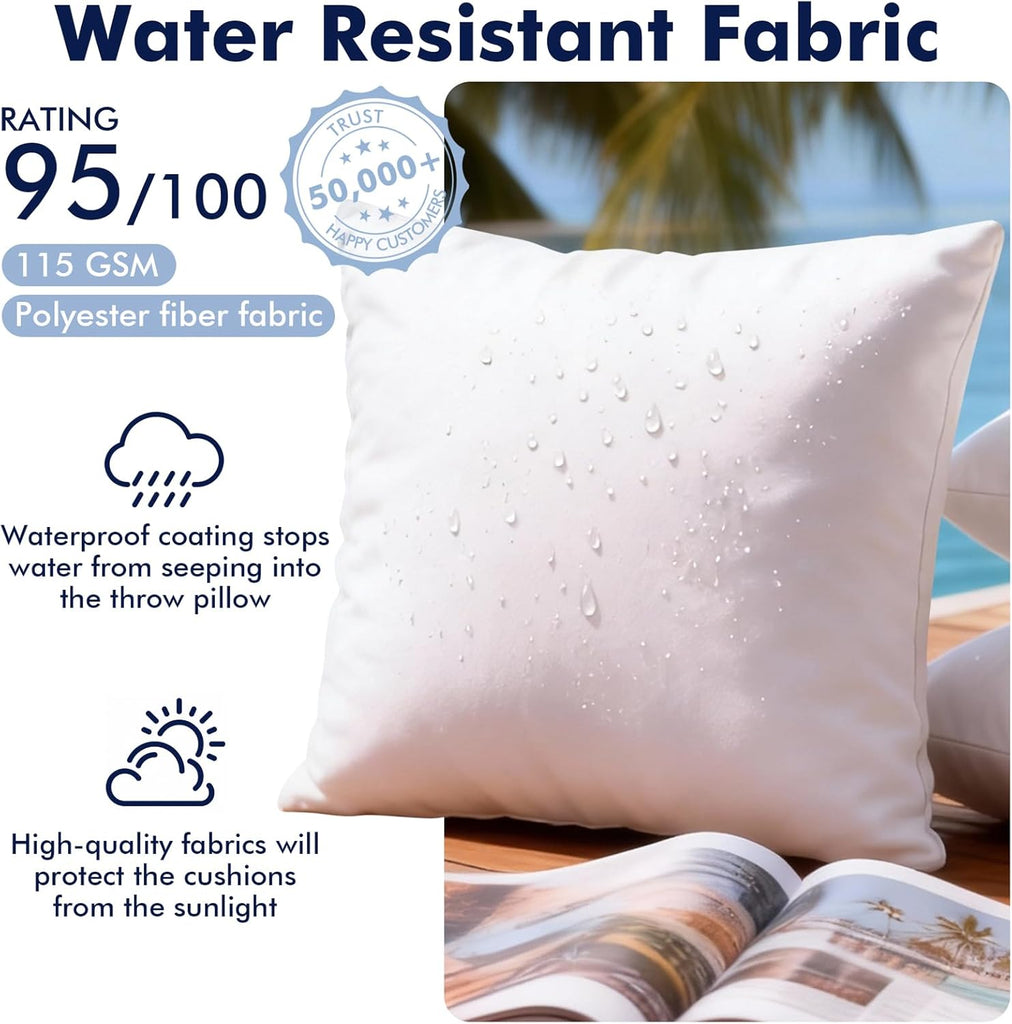 18x18 Outdoor Pillows, Water Resistant Throw Pillow Insert - Set of 4
