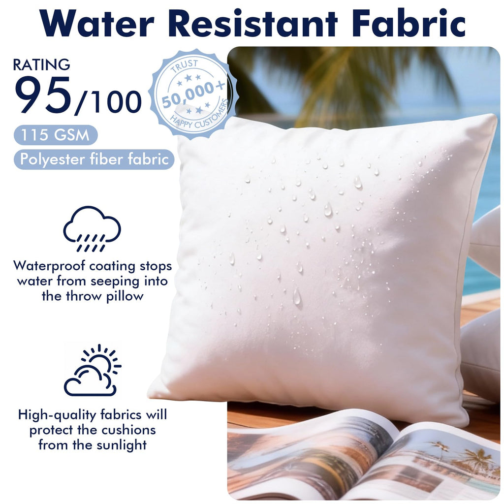4 Pack 20x20 Outdoor Pillows, Water Resistant Throw Pillow Inserts