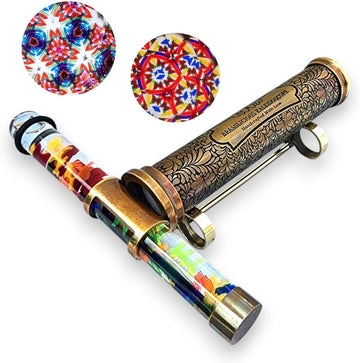 Handcrafted Brass Kaleidoscope with Rotating Colorful Oil Chamber - Vintage Design Optical Instrument for Adults