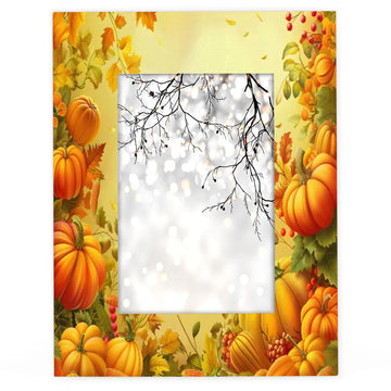8x10 Picture Frame Thanksgiving Fall Pumpkin 8x10 Photo Frame Yellow Large Wooden Photo Frames Wall Mounting or