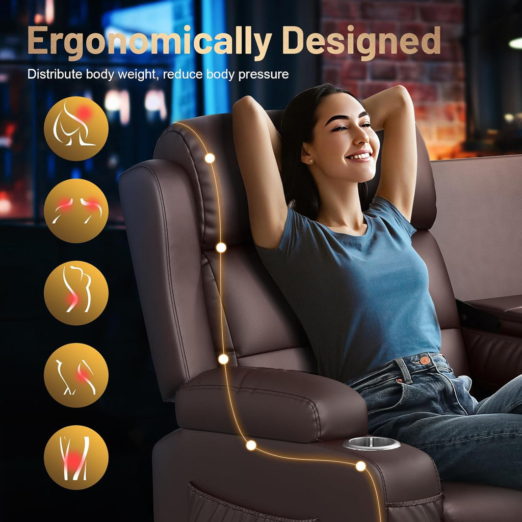 3-Seater Loveseat Recliner Sofa, Home Theater Seating Reclining Couch with Flip Middle Backrest