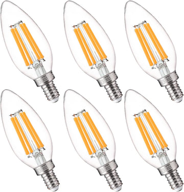 100W Equivalent LED Candelabra Bulbs, 800LM Dimmable B11 E12 LED Chandelier Light Bulbs, 5.5W, 2700K Soft White, 6