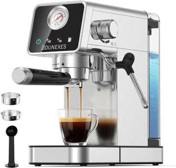 20 Bar Espresso Machine with Milk Frother, Semi-Automatic Espresso Machine with Pressure Gauge & Touchscreen, Compact