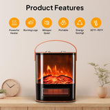 1500W Electric Fireplace Stove Heater, Portable Freestanding Mini Heater with Realistic Flame Effect and Overheat Protection