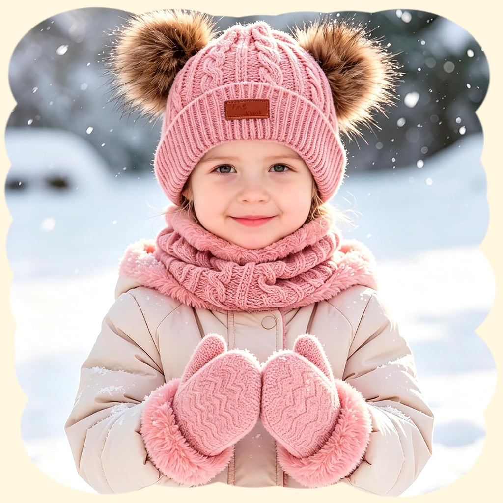 Baby Winter Hat Scarf Glove Beanie Set Fleece Lined Set