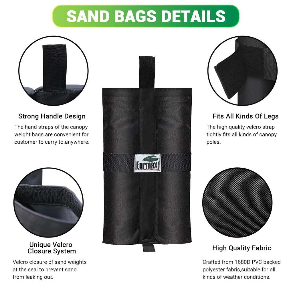 USA 4-Pack Capacity Universal Canopy Weight Bags, Heavy Duty Windproof Sandbags with All-Around Wrap
