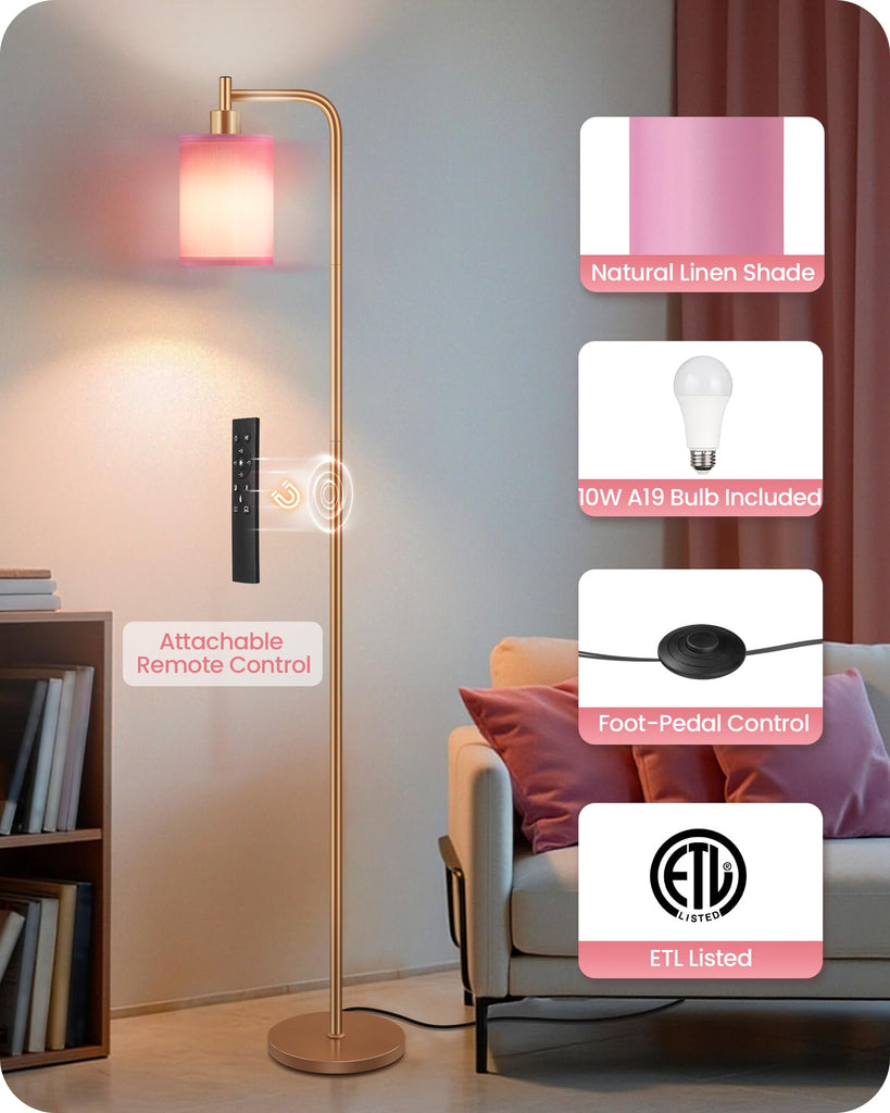Dimmable Floor Lamp with Remote & 10W Bulb