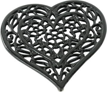 Heart Shaped Cast Iron Trivet with Rubber Feet, Vintage/Rustic