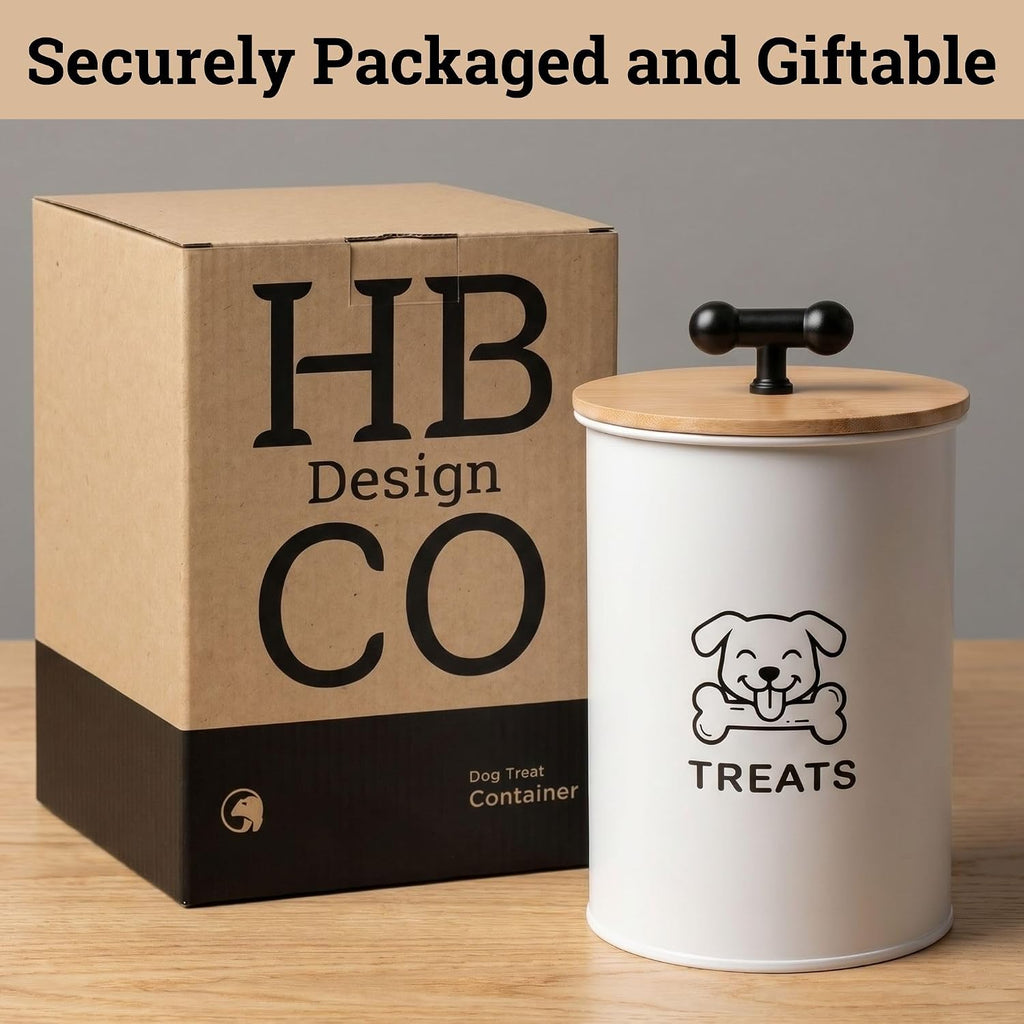 Dog Treat Container Airtight, 4.6"W x 6"H, Powder Coated, 6 Cup Capacity