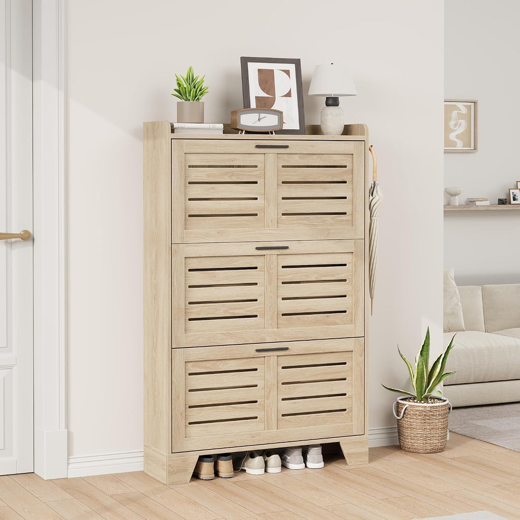 Shoe Cabinet Storage, Narrow Shoe Cabinet, Oak