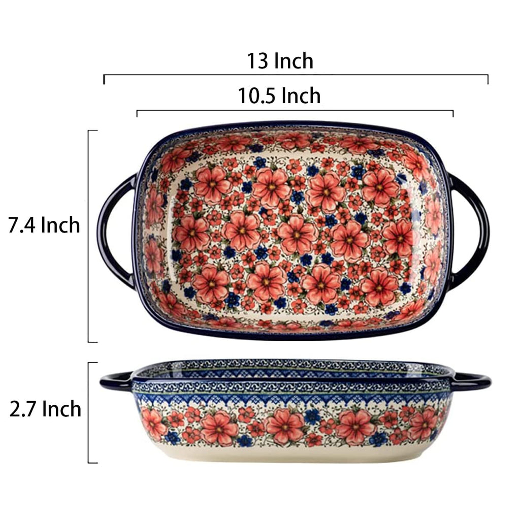 Vintage Style Pottery Bakeware Ceramic Casserole Dish Baking Pan Lasagna Pans Baking Dish with Handles for