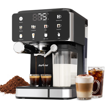 Espresso Machine with Cold Brew, All-in-one Iced Coffee Maker with Automatic Milk Frother, LED Touchscreen, 51OZ