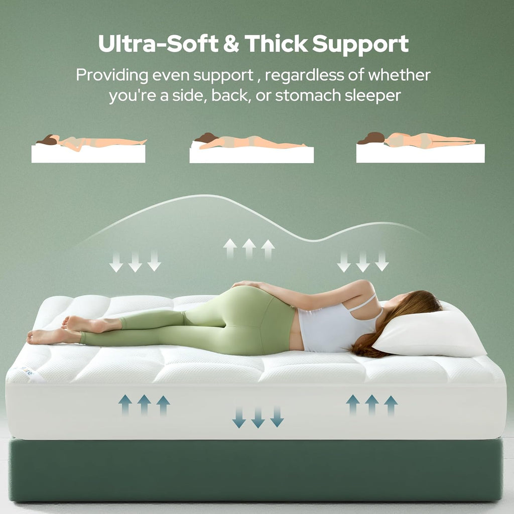 Full Size Mattress Topper, Soft TencelTM Blend Pillow Top Bed Pad | Extra Thick 800 GSM and Breathable Naturally