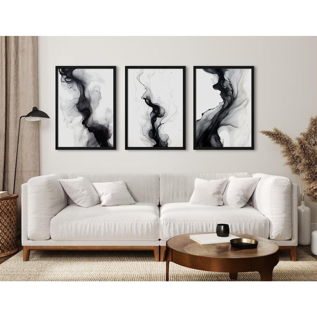 Black White Abstract Wall Art Decor Set of 3 Modern Wall Art Minimalist Canvas Wall Decor Black White Abstract Prints