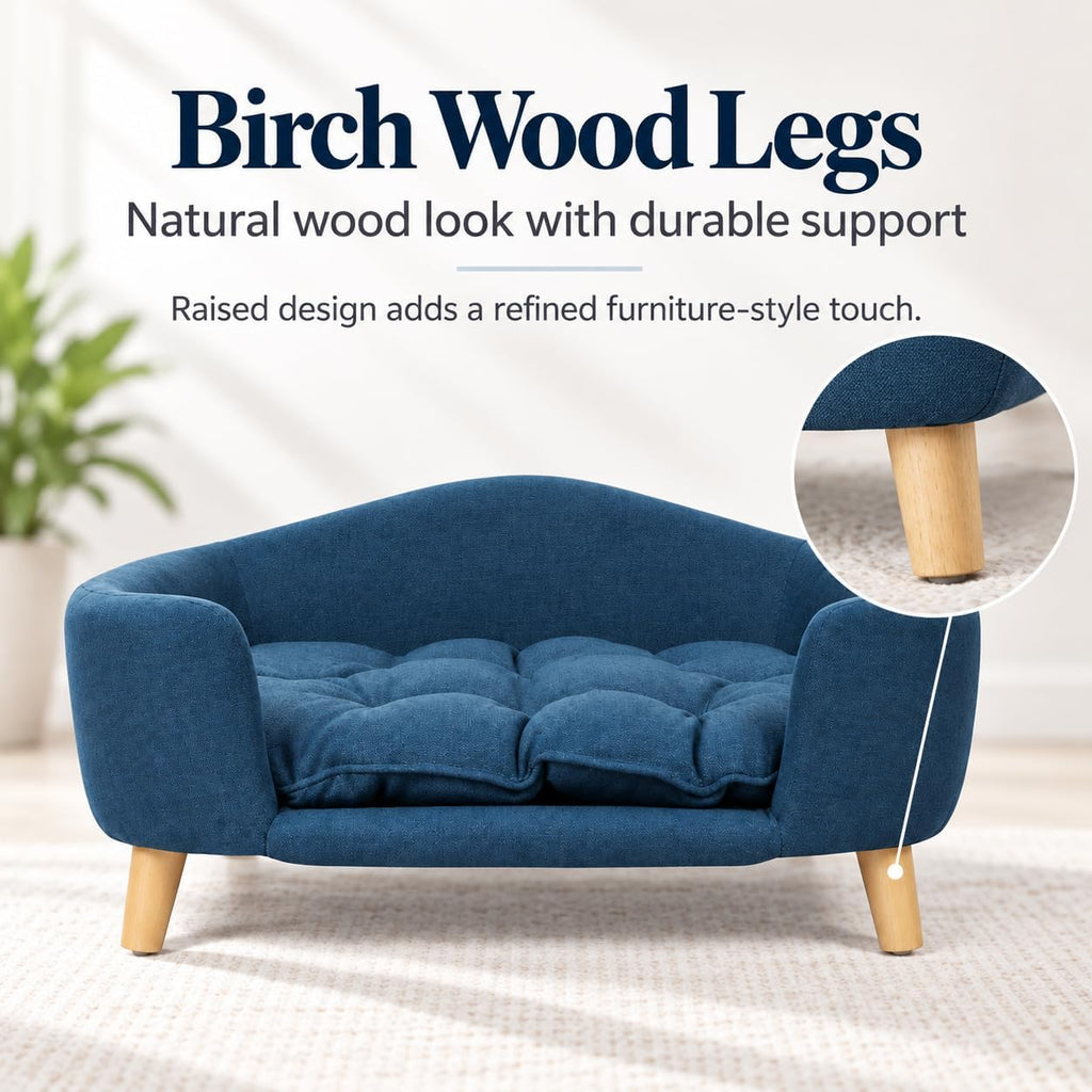 Elevated Dog Bed for Small & Medium Dogs, Navy Blue