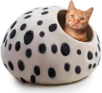 Large Wool Cat Bed Cave - Extra Warm Kitty Beds Handcrafted Kitten Caves Bed for Indoor Cats - Eco-Friendly Felt