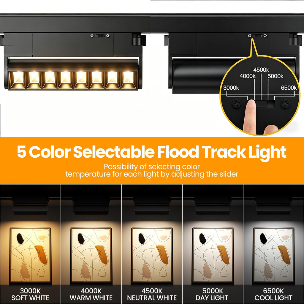 5 Color Linear H Track Lighting Heads Dimmable, Black 20W 4 Pack