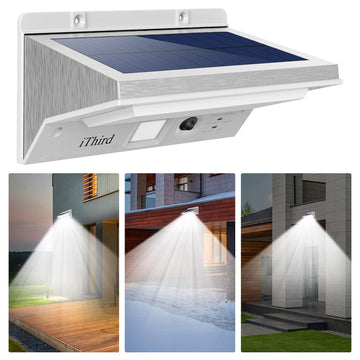 Solar Lights Outdoor Motion Sensor, LED Solar Powered Outdoor Lights Stainless Steel Solar Security Light for Yard