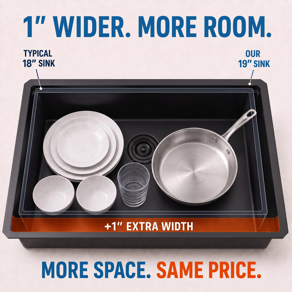 Black Undermount, 32 Inch Undermount Kitchen Workstation Sink with X-Shaped Drain Line, 10 Inch Deep Single Bowl
