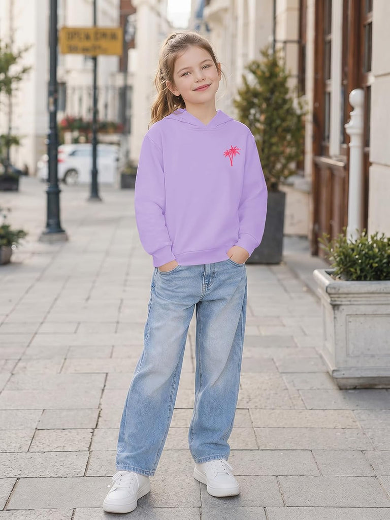 Girls Palm Graphic Hoodies Kids Fashion Long Sleeve Hooded Sweatshirt Pullover