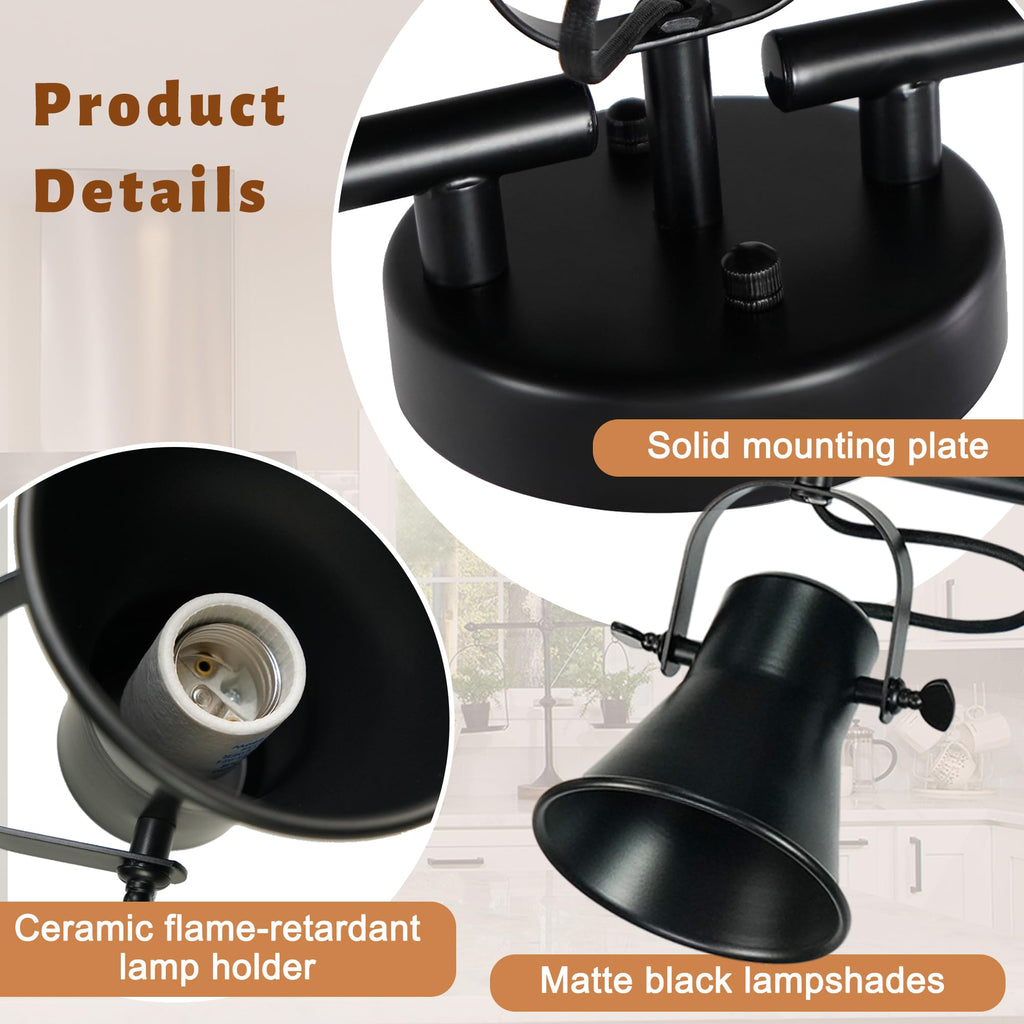 44" Farmhouse Track Lighting Fixtures Ceiling Black Track Light 5 Light