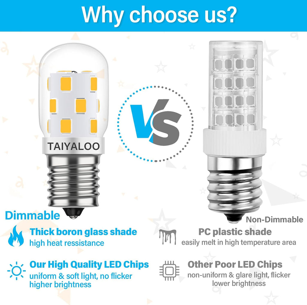 LED Microwave Light Bulbs Under Hood 40W Equivalent, E17 LED Bulb Dimmable for Stove Top, Refrigerator, Appliance
